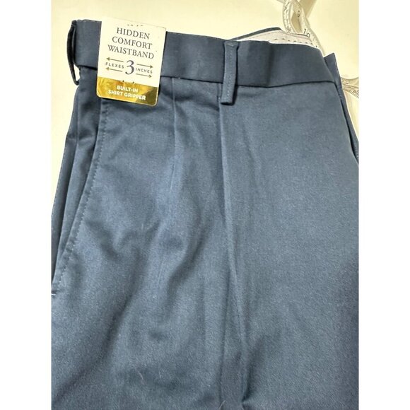 Haggar Mens Iron-Free Premium Khaki Classic Fit Pleated Pants 36W X 29L Navy NWT - Picture 2 of 6